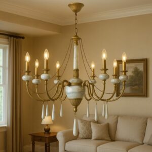 لوستر برنز و سنگ 8 شاخه