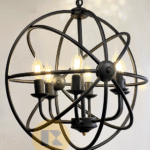 لوستر فلزی کره ۶ شعله