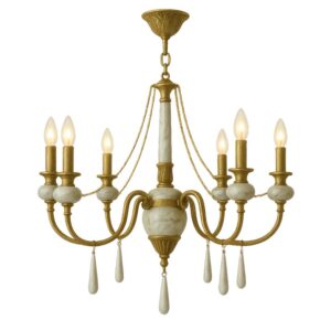 لوستر برنز و سنگ 6 شاخه