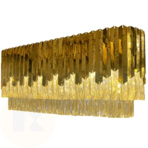 لوستر لاینر تیغه ای طایی 80*30 با کریستال کلیپسی شامپاین