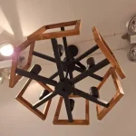 لوستر پنجره چوب و فلز 6 شعله - Image 2