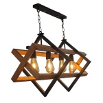 لوستر لاینر چوب و فلز ستاره 4 شعله